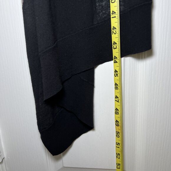 Drape Front Open Cardigan Sweater Wrap Women M/L Tan Black Colorblock Waterfall - Picture 10 of 10